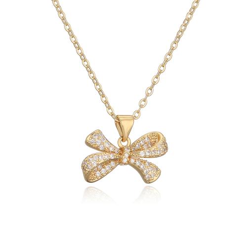 Collier en laiton cubique Zircon Micro Pave, Noeud papillon, Placage, pavé de micro zircon & pour femme, plus de couleurs à choisir, Vendu par PC