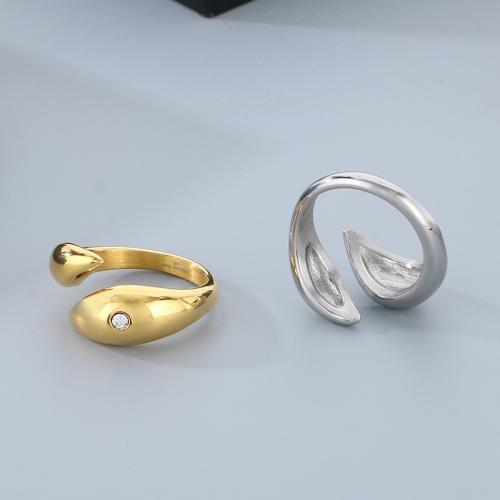 Rhinestone Stainless Steel Finger Ring, 304 Stainless Steel, Vacuum Ion Plating & for man & with rhinestone 