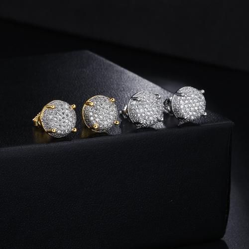 Cubic Zirconia Micro Pave Brass Earring, fashion jewelry & Unisex & micro pave cubic zirconia 9mm 