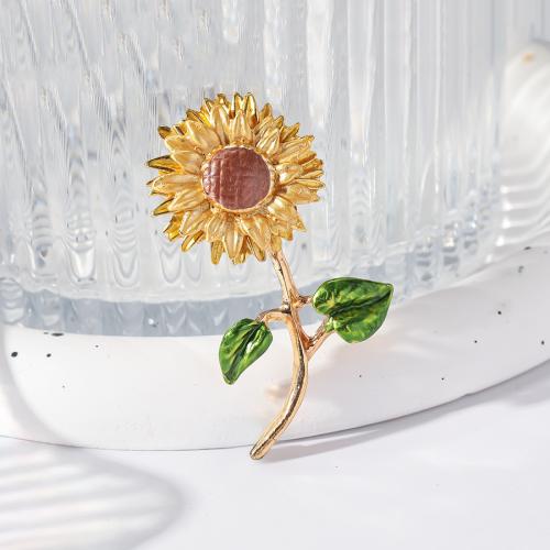 Zinc Alloy Jewelry Brooch, Flower, gold color plated, fashion jewelry & enamel, golden 