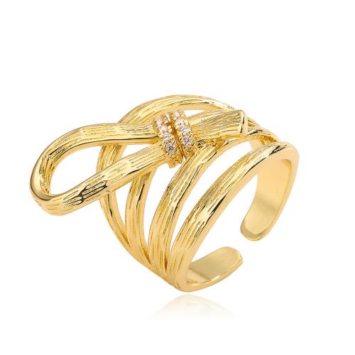 Anillo de dedo de cobre amarillo zirconia pavimenta Cubic, metal, chapado, micro arcilla de zirconia cúbica & para mujer, dorado, Vendido por UD[