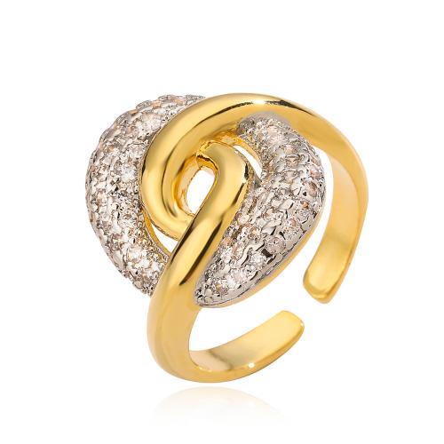 Anillo de dedo de cobre amarillo zirconia pavimenta Cubic, metal, chapado, micro arcilla de zirconia cúbica & para mujer, dorado, Vendido por UD[