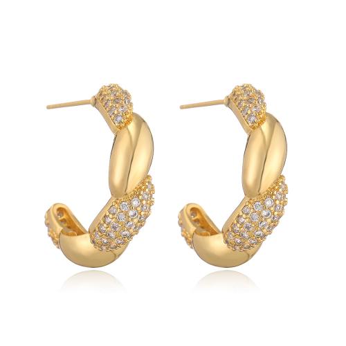 Cubic Zirconia Micro Pave Brass Earring, plated, micro pave cubic zirconia & for woman 