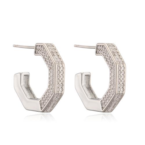 Cubic Zirconia Micro Pave Brass Earring, plated, micro pave cubic zirconia & for woman 