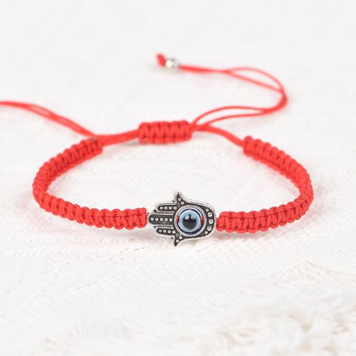 aleación de zinc Pulsera de pareja, con Cordón de nudo, hecho a mano, 2 piezas & unisexo, negro y rojo, Vendido por Set[