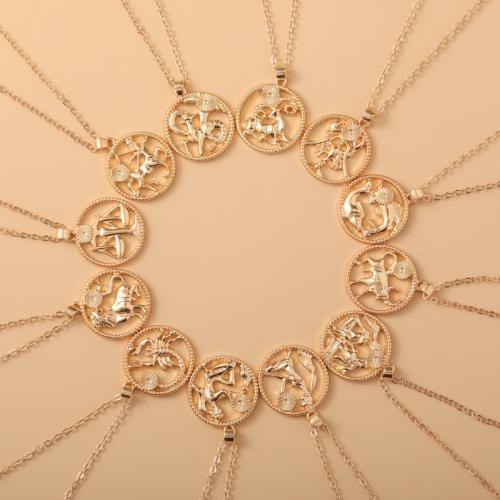 Zinc Alloy Necklace, plated, Zodiac symbols jewelry & for woman, golden Approx 45 cm 