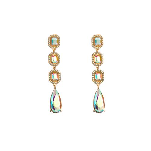 Zinc Alloy Rhinestone Drop Earring, for woman & with rhinestone [