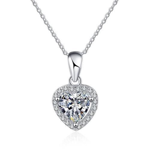 Collier en laiton cubique Zircon Micro Pave, Placage, pavé de micro zircon & pour femme, argent Environ 45 cm, Vendu par PC