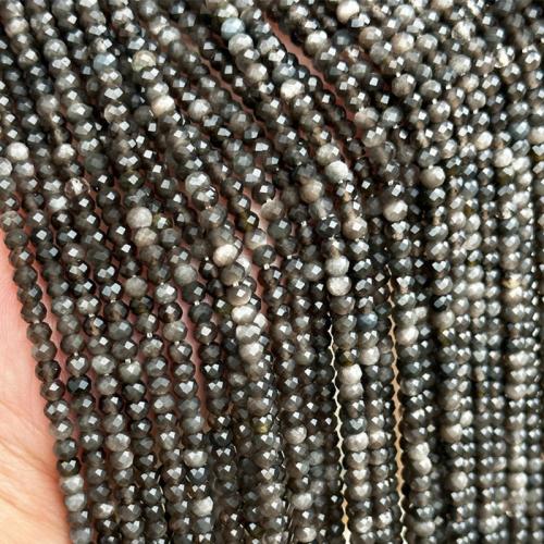 Single Gemstone Beads, Silver Obsidian, Abacus, DIY & faceted Approx 38-39 cm 