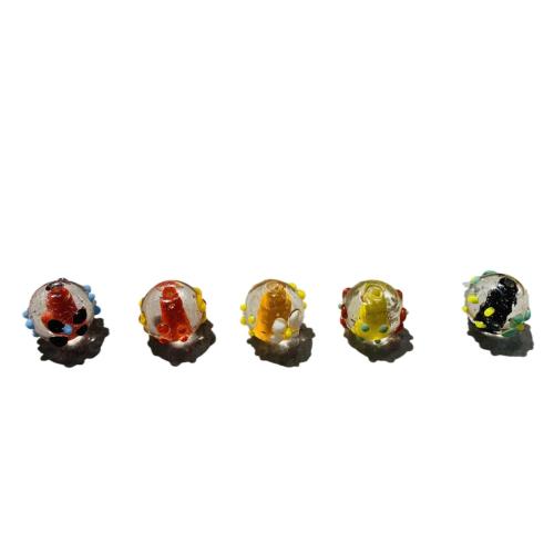 Holprige Lampwork Perlen, rund, Handzeichnung, DIY & Emaille, keine, 15x14mm, verkauft von PC[