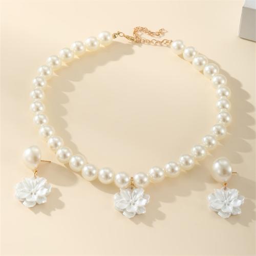 Jewelry Gift Sets, Zinc Alloy, earring & necklace, with Resin & Plastic Pearl, fashion jewelry & for woman 