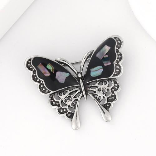 Zinc Alloy Jewelry Brooch, with Shell, Butterfly, for woman 