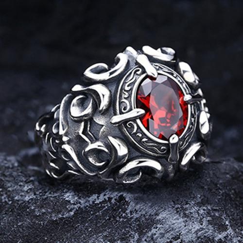 Zinc Alloy Finger Ring, with Garnet, fashion jewelry & for man, US Ring 