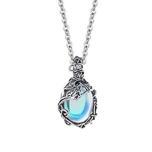 Collier en alliage de zinc, avec Moonstone, bijoux de mode & pour femme Environ 50 cm, Vendu par PC