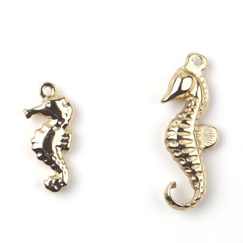 Stainless Steel Animal Pendants, 316 Stainless Steel, Seahorse golden [