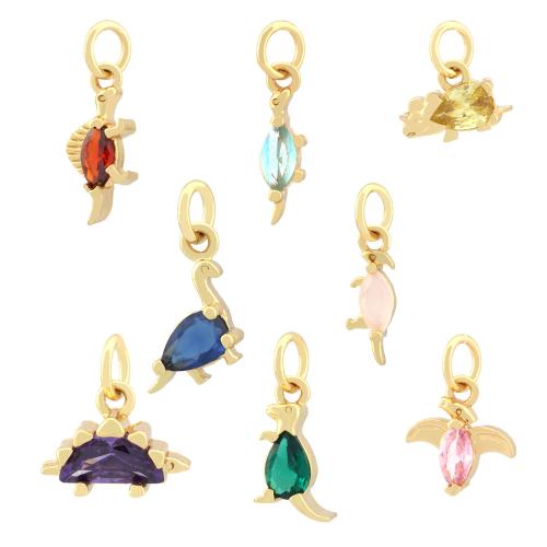 Cubic Zirconia Brass Pendants, with Cubic Zirconia, gold color plated & DIY 