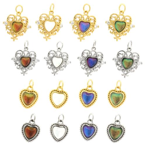 Crystal Brass Pendants, with Cubic Zirconia & Crystal, Heart, plated, DIY 