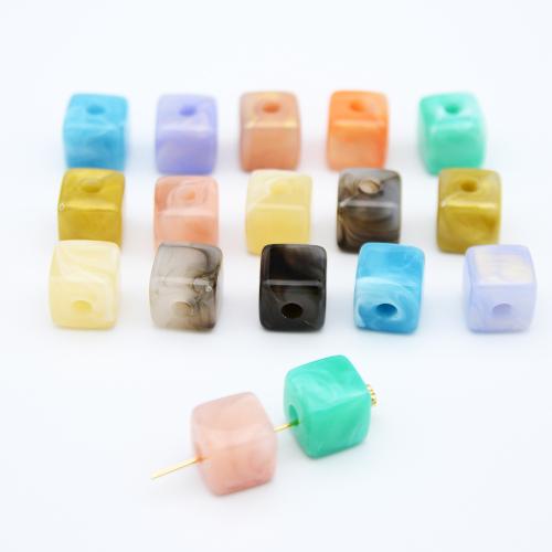 Perle acrylique, cube, DIY, couleurs mélangées, 12mm Environ 4mm Vendu par sac[