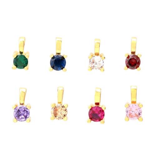 Cubic Zirconia Brass Pendants, with Cubic Zirconia, gold color plated, DIY 