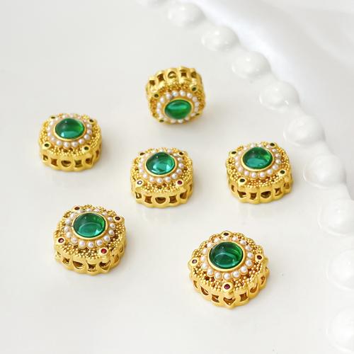 Brass Spacer Beads, gold color plated, DIY & micro pave cubic zirconia, gold Approx 1.6mm [