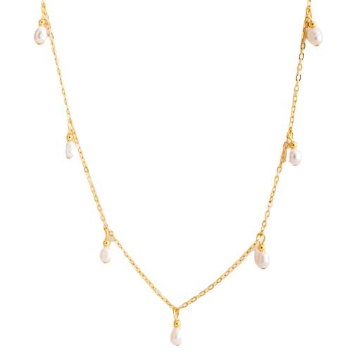 Collier de bijoux de titane, Acier titane, avec perle de plastique, avec 5cm chaînes de rallonge, Plaqué d'or 18K, bijoux de mode & pour femme cm, Vendu par PC