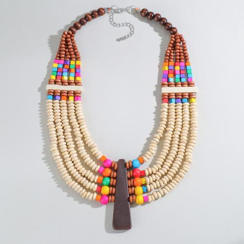 Collar Multi de la capa, madera, con 7cm extender cadena, hecho a mano, Joyería & multicapa & para mujer, más colores para la opción, longitud:50 cm, Vendido por UD