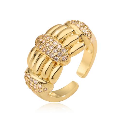 Anillo de dedo de cobre amarillo zirconia pavimenta Cubic, metal, chapado, micro arcilla de zirconia cúbica & para mujer, dorado, Vendido por UD[