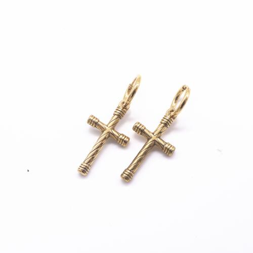 Stainless Steel Drop Earring, 316 Stainless Steel, Cross, polished, Unisex, Crystal Gold 