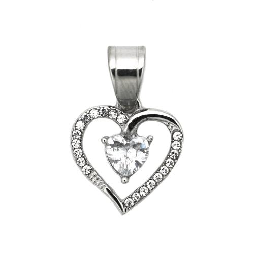 Stainless Steel Heart Pendants, 316 Stainless Steel, plated, DIY & micro pave cubic zirconia 