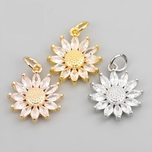 Colgante de Micro Pavé de Zirconía Cúbica, metal, Girasol, chapado, Bricolaje & micro arcilla de zirconia cúbica, más colores para la opción, Vendido por UD