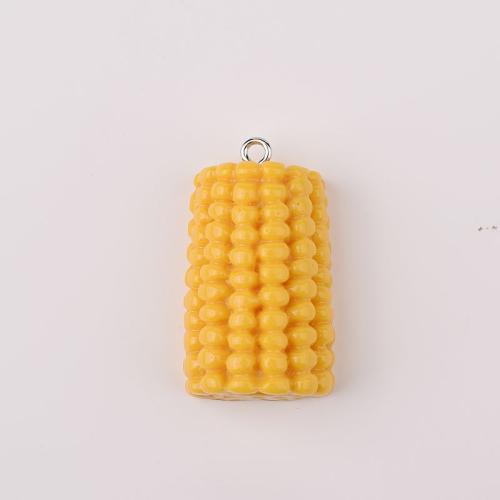 Imitation Food Resin Pendants, DIY & enamel, yellow 