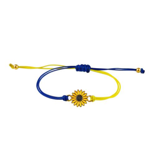 Pulsera del esmalte de la aleación de zinc, con Cordón de cera, chapado, para mujer, azul y amarillo, longitud:aproximado 16-30 cm, Vendido por UD[