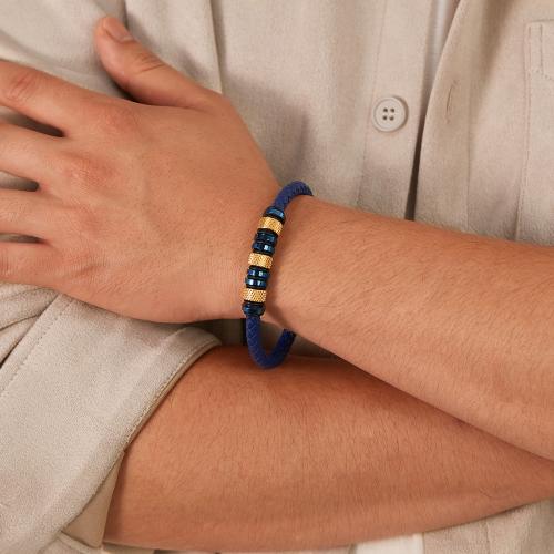 bracelet de cordon en PU , Acier inoxydable 304, avec Aimant & cuir PU, Placage ionique sous vide, pour homme, plus de couleurs à choisir cm, Vendu par PC[