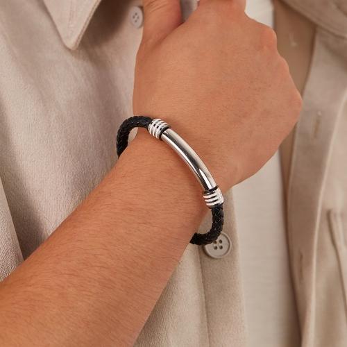 bracelet de cordon en PU , Acier inoxydable 304, avec Aimant & cuir PU, Placage ionique sous vide, pour homme, plus de couleurs à choisir cm, Vendu par PC[