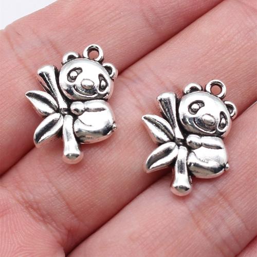 Zinc Alloy Animal Pendants, Panda, antique silver color plated, DIY 