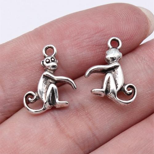 Zinc Alloy Animal Pendants, Monkey, antique silver color plated, DIY 