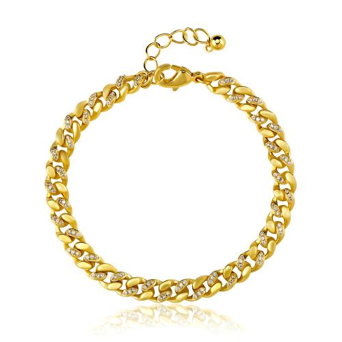 laiton bracelet, avec perle de plastique, Placage, styles différents pour le choix & pavé de micro zircon & pour femme Environ 6-8 pouce, Vendu par PC[