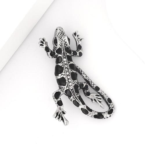 Zinc Alloy Jewelry Brooch, Lizard, Unisex & with rhinestone 