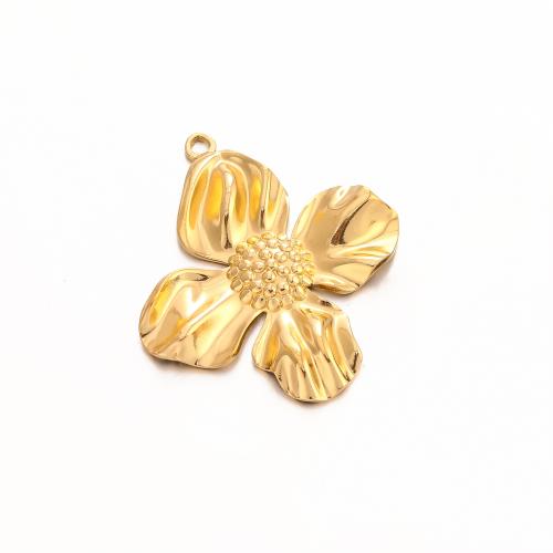 Stainless Steel Flower Pendant, 304 Stainless Steel, Vacuum Ion Plating, DIY 