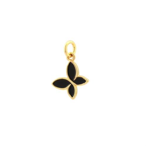 Enamel Brass Pendants, Butterfly, gold color plated, DIY 