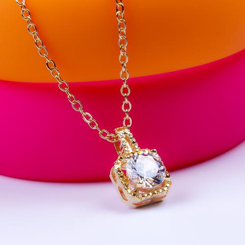 Rhinestone Zinc Alloy Necklace, with 10CM extender chain, Square, gold color plated, for woman & with rhinestone cm [