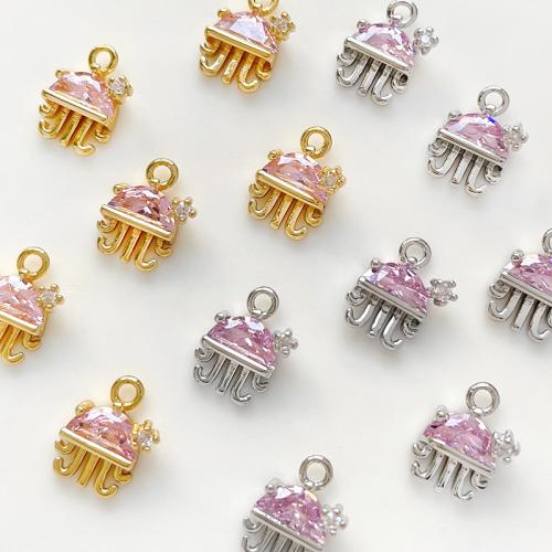 Cubic Zirconia Brass Pendants, Octopus, plated, DIY & micro pave cubic zirconia 