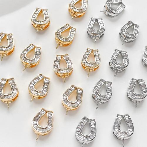 Brass Peg Bail, plated, DIY & micro pave cubic zirconia 