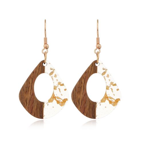 Wood Earring, канифоль, с деревянный, Связанный вручную, ювелирные изделия моды & Женский & отверстие продается Пара