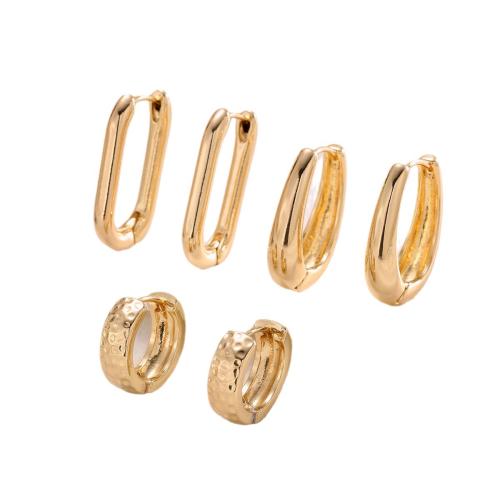 Zinc Alloy Drop Earring, three pieces & fashion jewelry & for woman, gold 