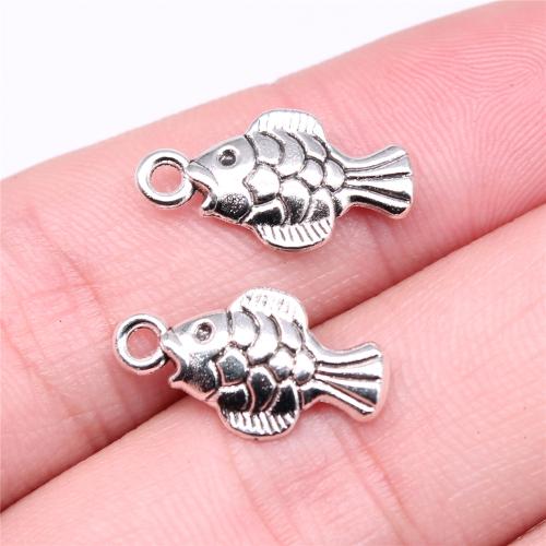 Zinc Alloy Animal Pendants, Fish, antique silver color plated, DIY 