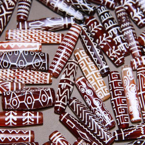 Agate Beads, Geometrical Pattern, polished, random style & DIY, beads size 38.8x13- 