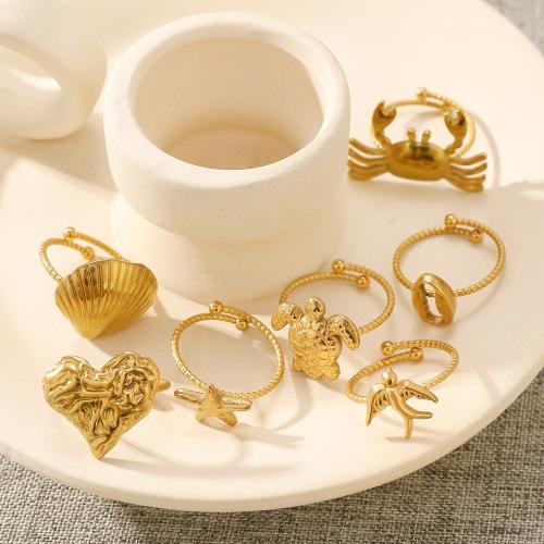 Edelstahl Fingerring, 304 Edelstahl, 18K vergoldet, Modeschmuck & unisex & verschiedene Stile für Wahl, goldfarben, verkauft von PC