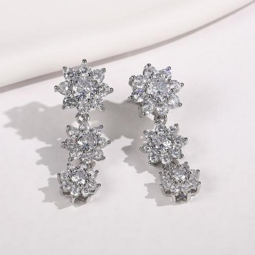 Cubic Zirconia Micro Pave Brass Earring, fashion jewelry & micro pave cubic zirconia & for woman 