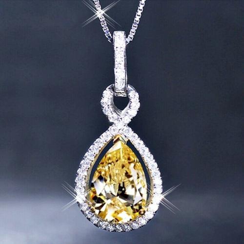 Cubic Zircon Micro Pave Brass Necklace, fashion jewelry & micro pave cubic zirconia & for woman Approx 45 cm 